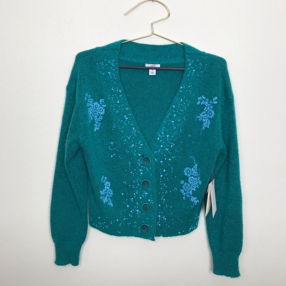 NWT Lewit Teal Sea V-Neck Cardigan